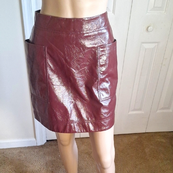 Anthropologie Maeve Faux Patent Leather Skirt, Size 0 - Picture 5 of 7